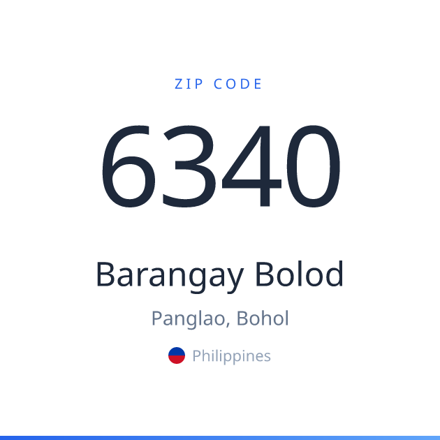 Shareable ZIP code 6340 card for Barangay Bolod, light theme