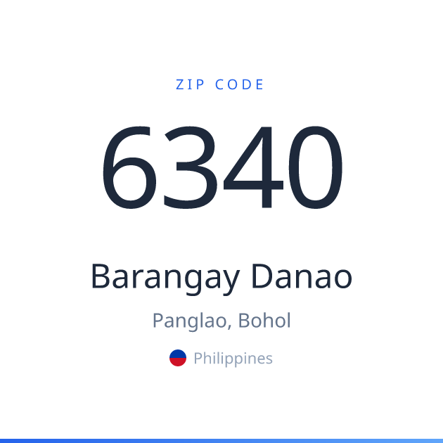 Shareable ZIP code 6340 card for Barangay Danao, light theme
