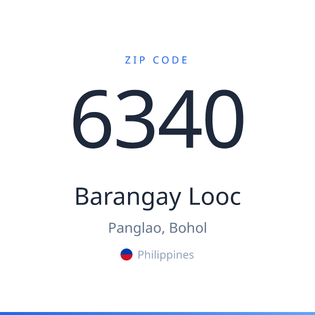 Shareable ZIP code 6340 card for Barangay Looc, light theme