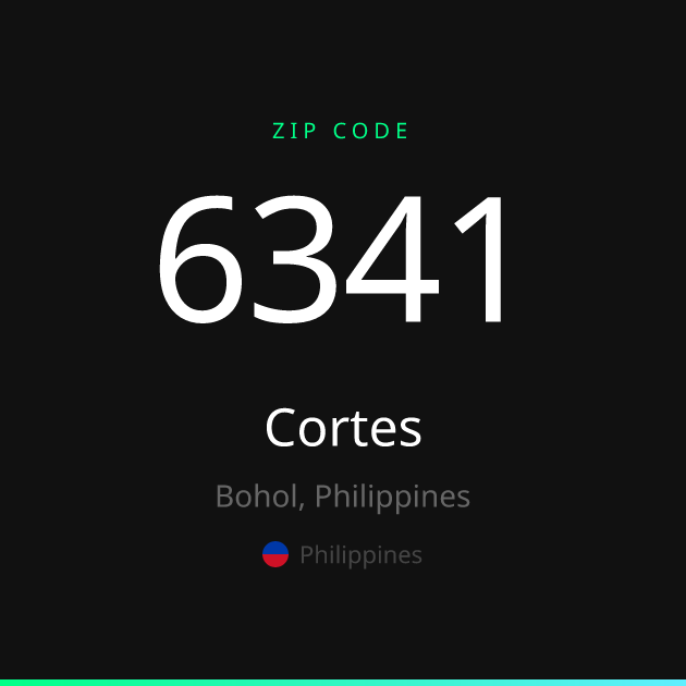 Shareable ZIP code 6341 card for Cortes, dark theme