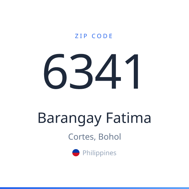 Shareable ZIP code 6341 card for Barangay Fatima, light theme