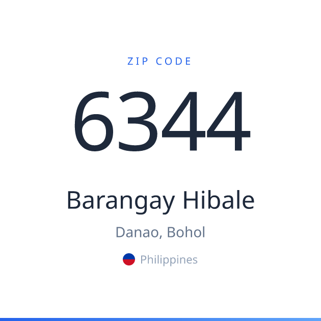 Shareable ZIP code 6344 card for Barangay Hibale, light theme
