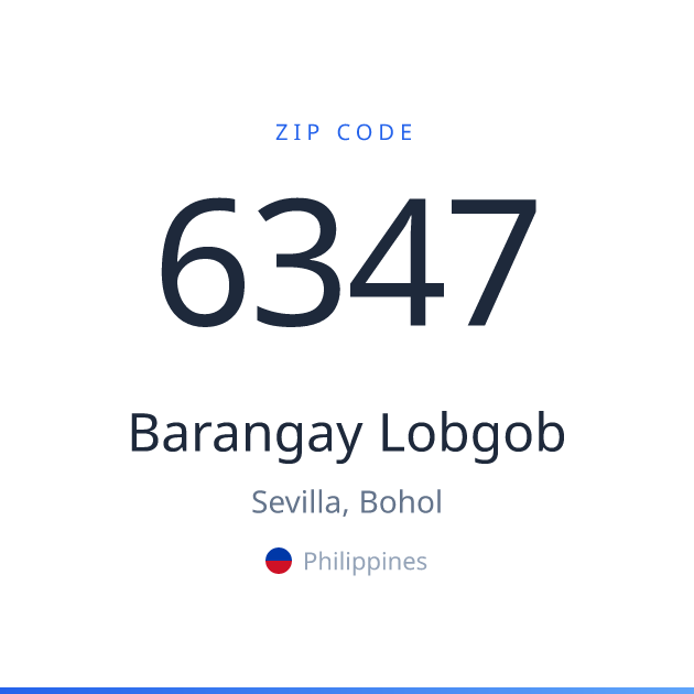Shareable ZIP code 6347 card for Barangay Lobgob, light theme