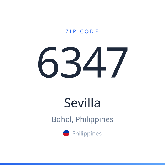 Shareable ZIP code 6347 card for Sevilla, light theme