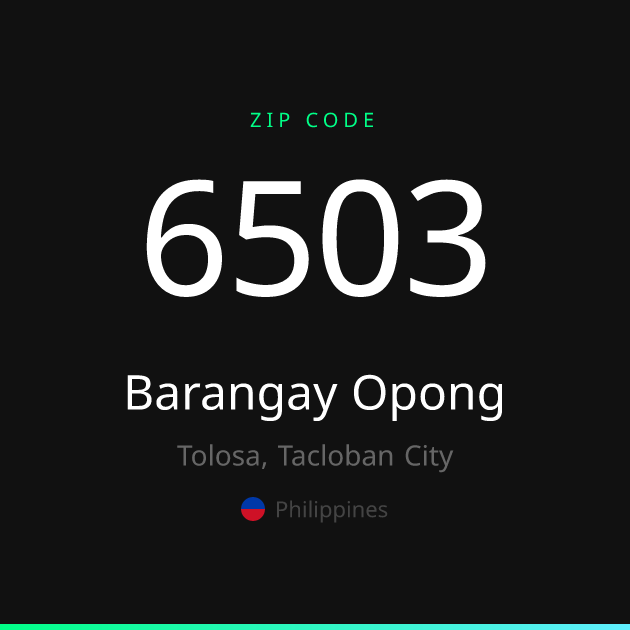 Postcode 6503 Barangay Opong ZIP Code 6503 | Tolosa, Philippines