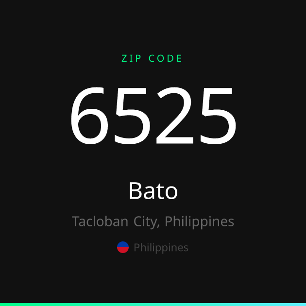 Shareable ZIP code 6525 card for Bato, dark theme