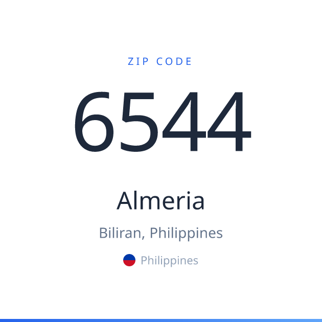 Shareable ZIP code 6544 card for Almeria, light theme