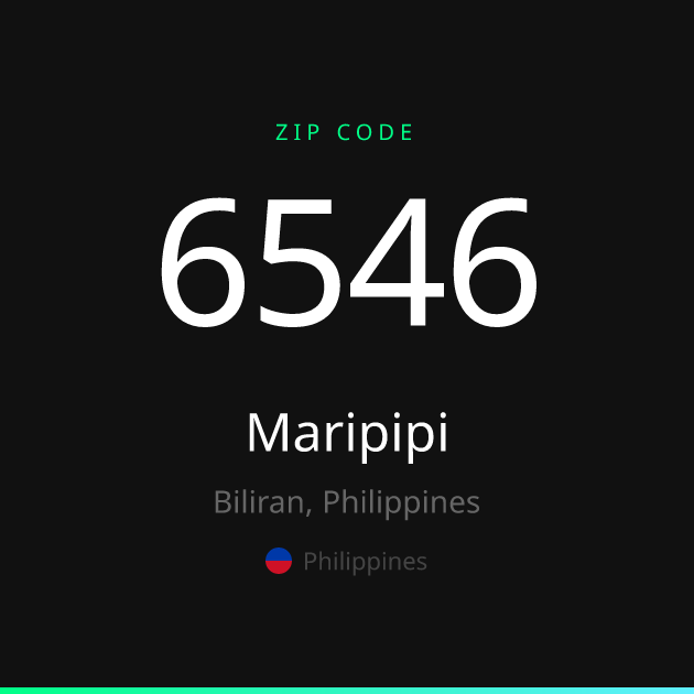 Shareable ZIP code 6546 card for Maripipi, dark theme