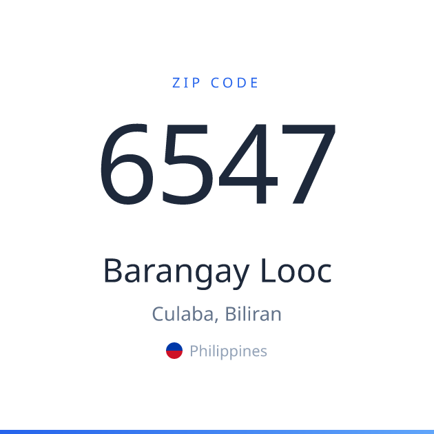 Shareable ZIP code 6547 card for Barangay Looc, light theme