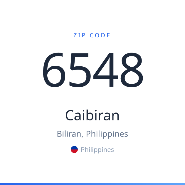 Shareable ZIP code 6548 card for Caibiran, light theme