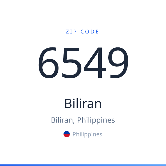Shareable ZIP code 6549 card for Biliran, light theme