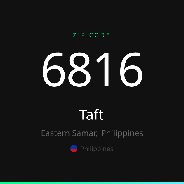 Shareable ZIP code 6816 card for Taft, dark theme