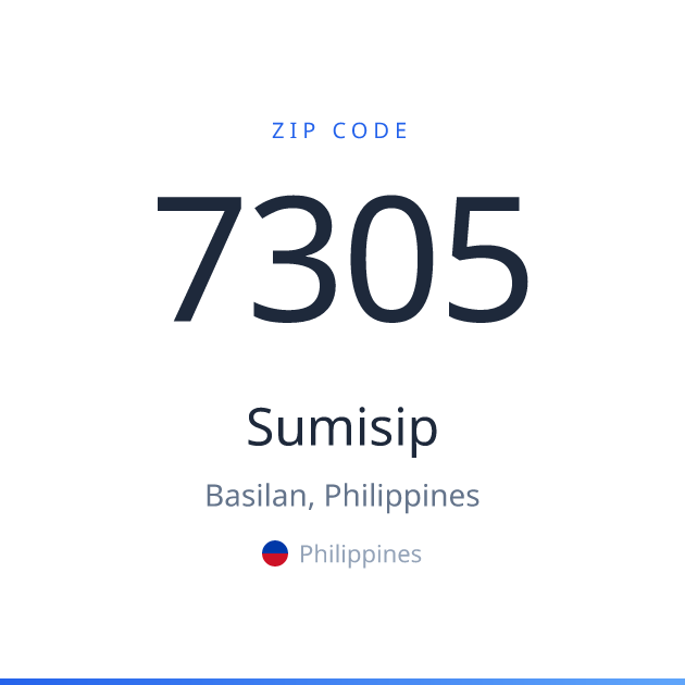 Shareable ZIP code 7305 card for Sumisip, light theme