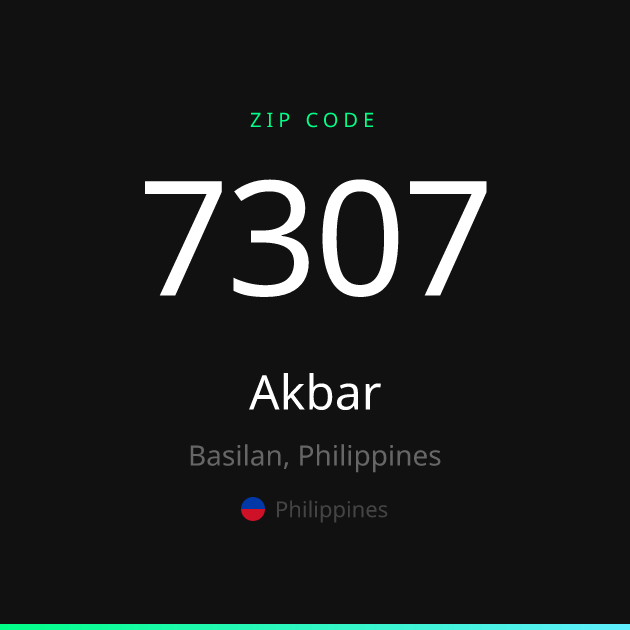 Shareable ZIP code 7307 card for Akbar, dark theme
