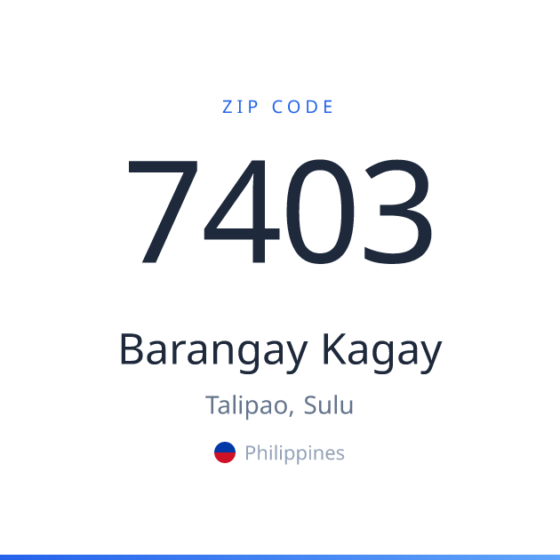 Shareable ZIP code 7403 card for Barangay Kagay, light theme