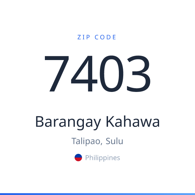 Shareable ZIP code 7403 card for Barangay Kahawa, light theme
