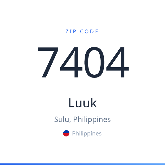Shareable ZIP code 7404 card for Luuk, light theme