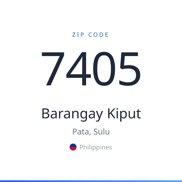 Shareable ZIP code 7405 card for Barangay Kiput, light theme