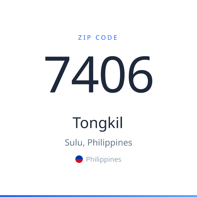 Shareable ZIP code 7406 card for Tongkil, light theme
