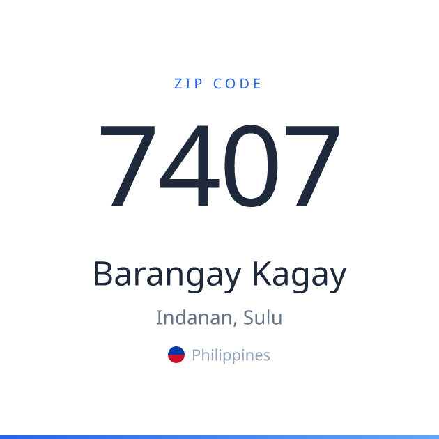 Shareable ZIP code 7407 card for Barangay Kagay, light theme