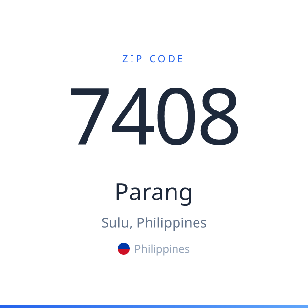 Shareable ZIP code 7408 card for Parang, light theme
