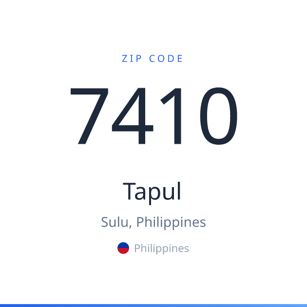 Shareable ZIP code 7410 card for Tapul, light theme
