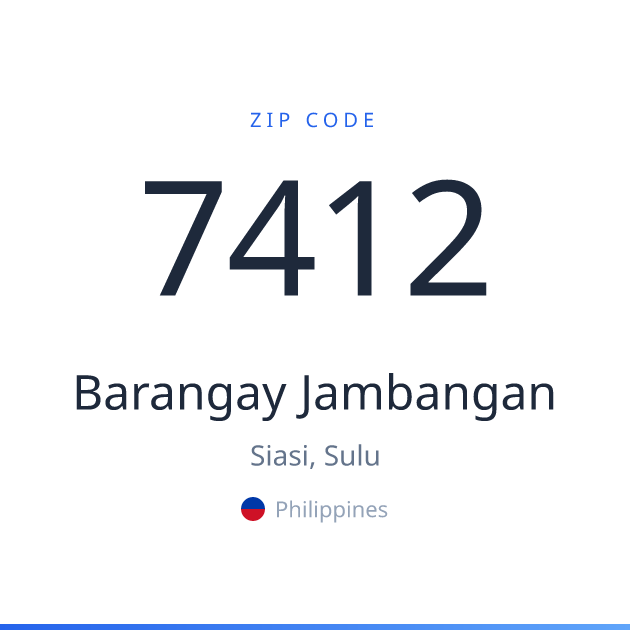 Shareable ZIP code 7412 card for Barangay Jambangan, light theme