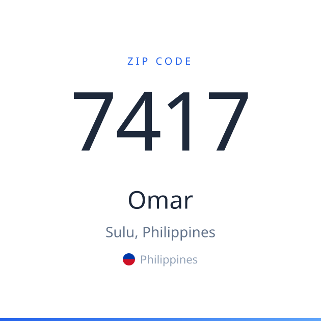 Shareable ZIP code 7417 card for Omar, light theme