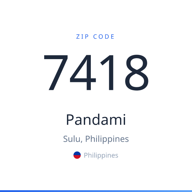 Shareable ZIP code 7418 card for Pandami, light theme
