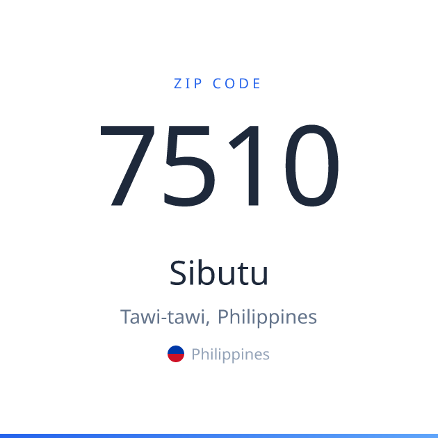 Shareable ZIP code 7510 card for Sibutu, light theme