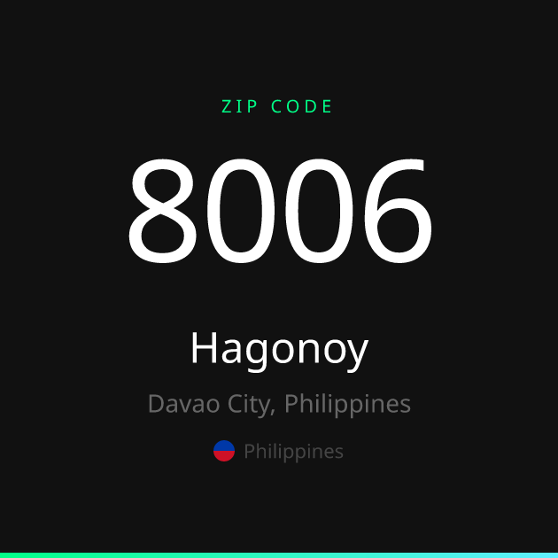 Shareable ZIP code 8006 card for Hagonoy, dark theme