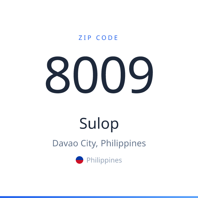 Shareable ZIP code 8009 card for Sulop, light theme