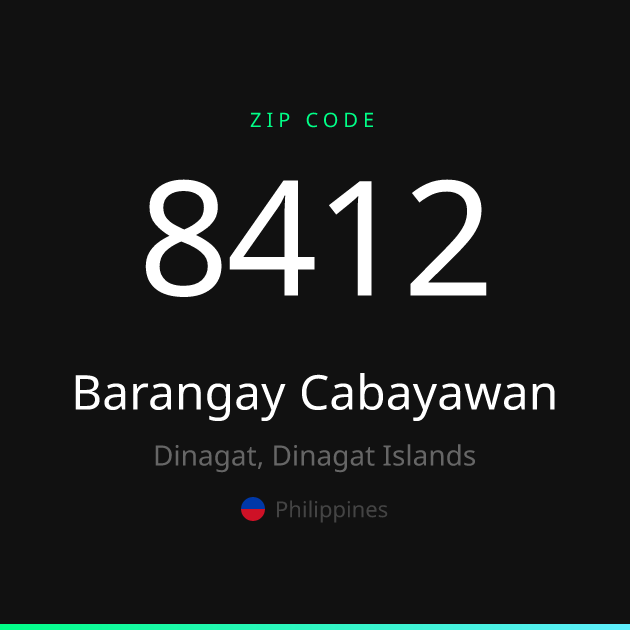 8412 Barangay Cabayawan ZIP Code 8412 | Dinagat, Philippines