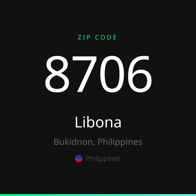 Shareable ZIP code 8706 card for Libona, dark theme