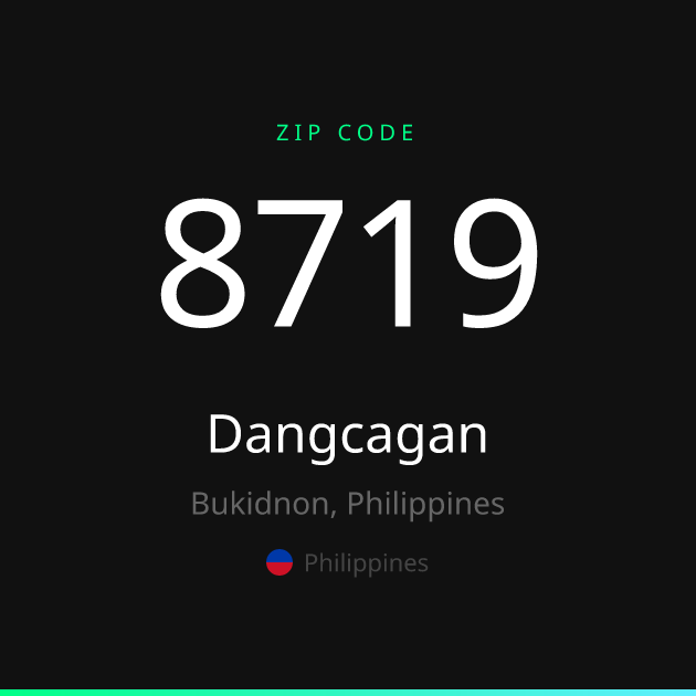 Shareable ZIP code 8719 card for Dangcagan, dark theme