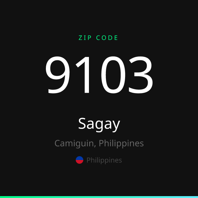 Shareable ZIP code 9103 card for Sagay, dark theme