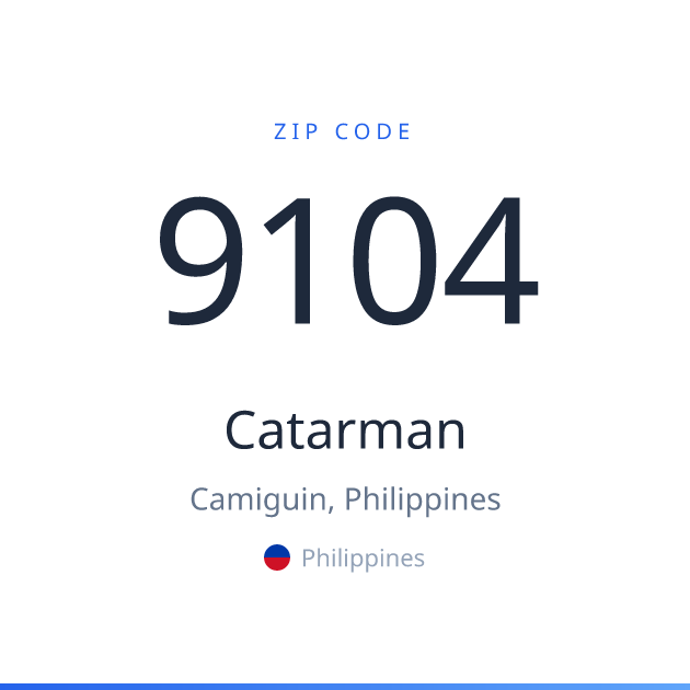 Shareable ZIP code 9104 card for Catarman, light theme