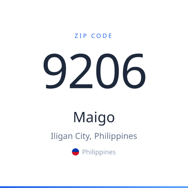 Shareable ZIP code 9206 card for Maigo, light theme