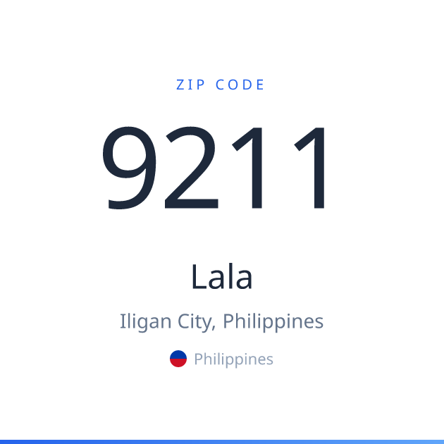 Shareable ZIP code 9211 card for Lala, light theme