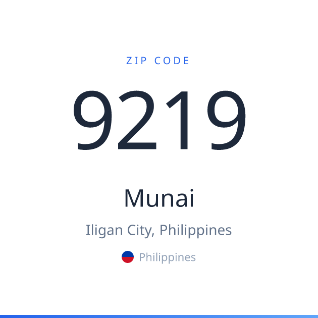 Shareable ZIP code 9219 card for Munai, light theme