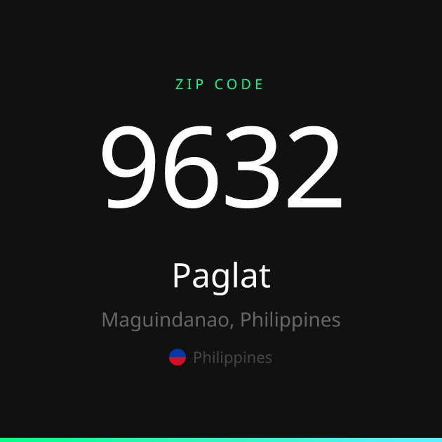 Shareable ZIP code 9632 card for Paglat, dark theme