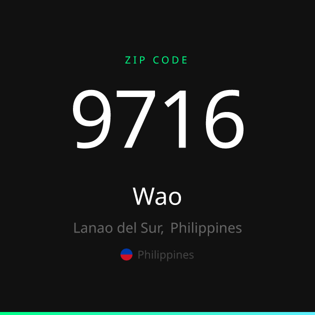 Shareable ZIP code 9716 card for Wao, dark theme